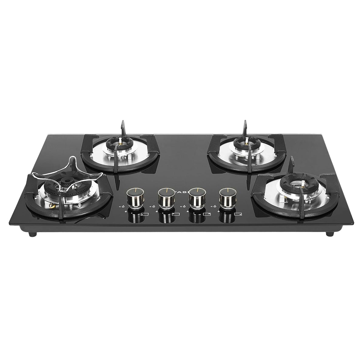Faber Hob 4 Burner | Auto-Ignition | Spillage Proof | HOB SUPERIA HT904 BR AI N | Concealed Chamber | Metal Knobs | Pan 
