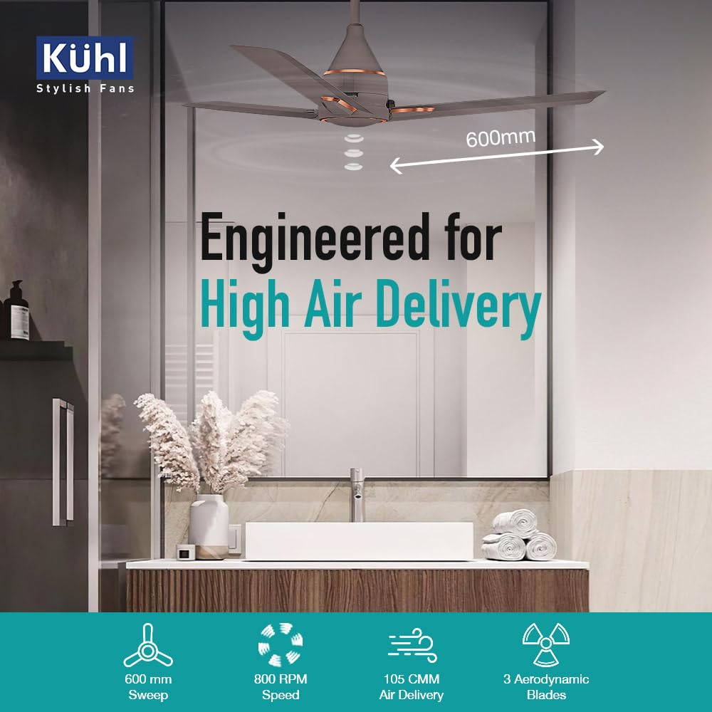 KUHL Arctis A1 600 mm BLDC 65% Power Saving BLDC Ceiling Fan With Remote | BEE 5 Star Rated & ISI Marked | High Air Flow | 5 Year Brand Warranty on Motor | Espresso