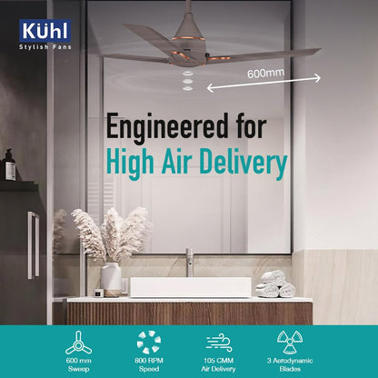KUHL Arctis A1 600 mm BLDC 65% Power Saving BLDC Ceiling Fan With Remote | BEE 5 Star Rated & ISI Marked | High Air Flow | 5 Year Brand Warranty on Motor | Espresso