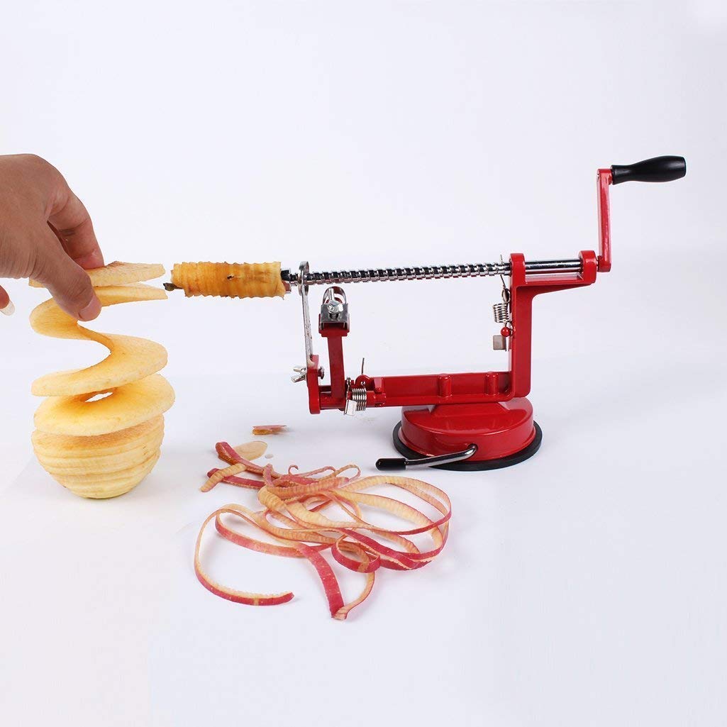 ZVONKO Apple Peeler Corer Slicer Potatoes Peel Slinky Machine for Kitchen Tool Fruit Peeler Durable Heavy Duty Die Cast Magnesium Alloy Apple Peeler Slicer Corer with Suction Base Tool