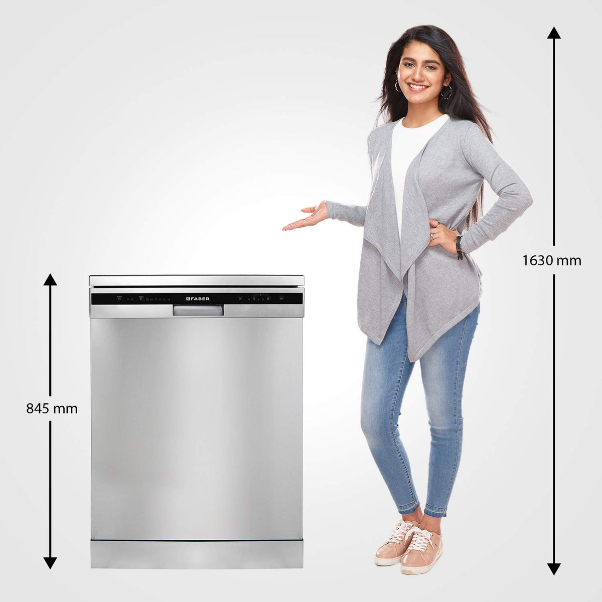 Faber 12 Place Dishwasher | 6 Wash Programs | Adjustable & Foldable Racks | Salt & Rinse Aid Indicators | Aqua Stop | En