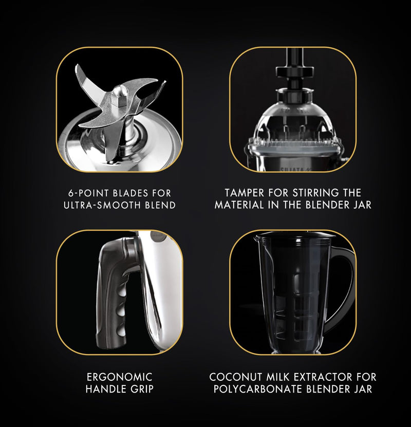 Sujata MG03 Mixer Grinder|1000 Watts Double Ball Bearing Motor|24000 RPM|Non-Stop 90 Mins Running|4 Jars including 1750ml Blender with Coconut Milk Extractor, 1500ml, 1000ml, 500ml Jar|Red & Black