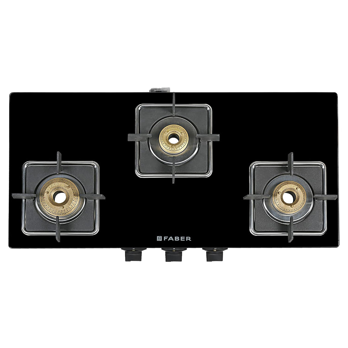 Faber Glass Top 3 Burner Gas Stove (Hob Cooktop Pearl 3BB BK) with Jumbo Burner, Diamond Coated Pan Support, Manual Igni
