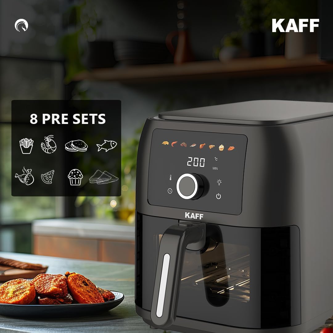 Kaff KFR8 Air Fryer Oven with 360° High Speed Air Circulation Technology | Digital LED Display & Touch Control Panel | B
