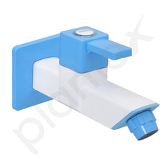 Plantex Single Lever Bib Cock for Bathroom/PTMT Kitchen Sink Tap/Basin Faucet with Plastic Wall Flange - Long Body (Blue & White)-5