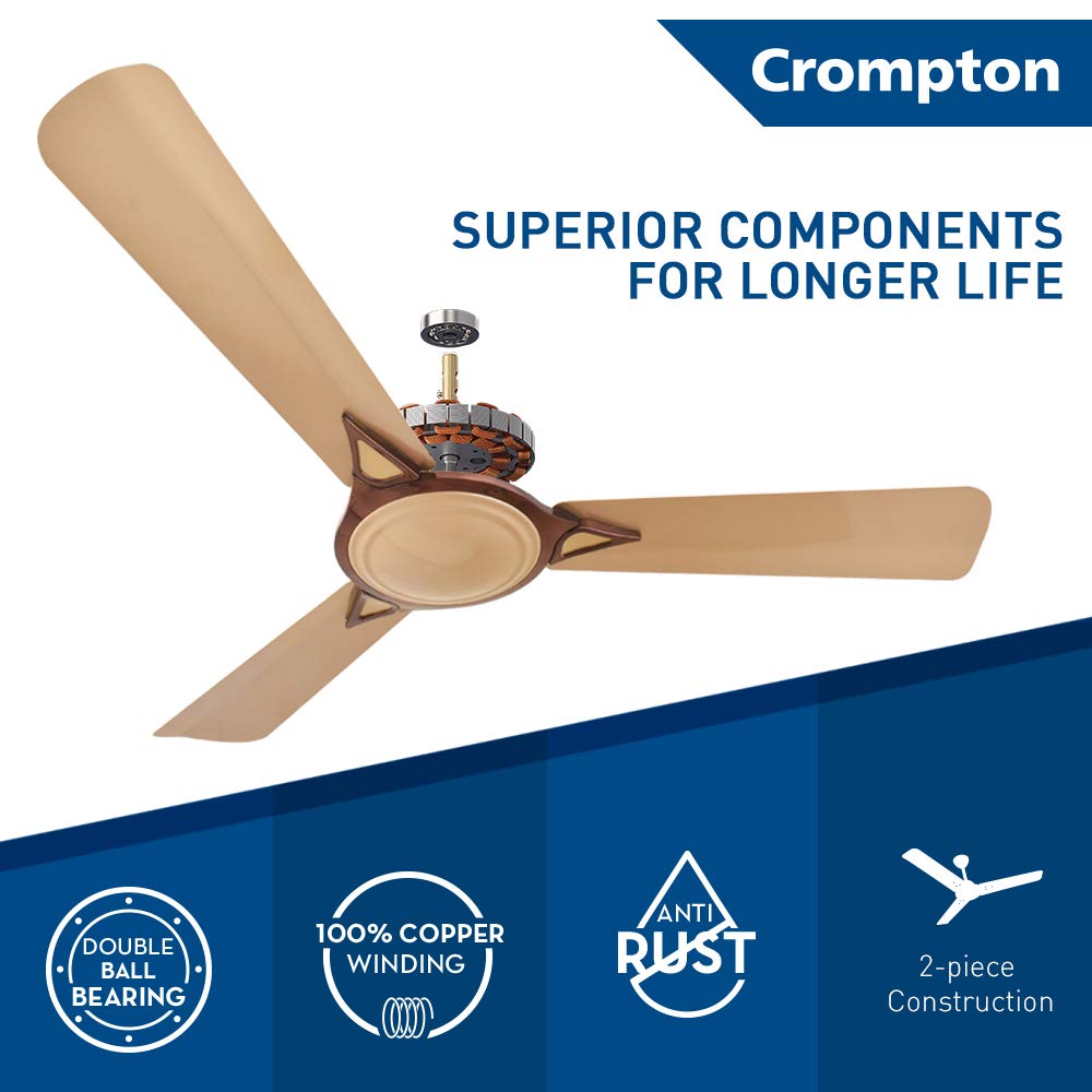 Crompton Avancer Prime 1200 mm (48 inch) Decorative Ceiling Fan with Anti Dust Technology (Coco Gold), Pack of 1 (123456789)