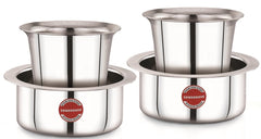 SOWBAGHYA Stainless Steel Dabara Set (4Pcs) | Dabara- 2 Nos, Tumbler- 2Nos| Tea Dabara Set | South Indian Coffee | Serving Drinkware | Stainless Steel Dabaraset