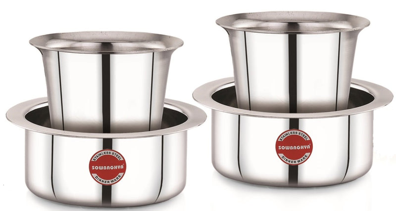 SOWBAGHYA Stainless Steel Dabara Set (4Pcs) | Dabara- 2 Nos, Tumbler- 2Nos| Tea Dabara Set | South Indian Coffee | Serving Drinkware | Stainless Steel Dabaraset