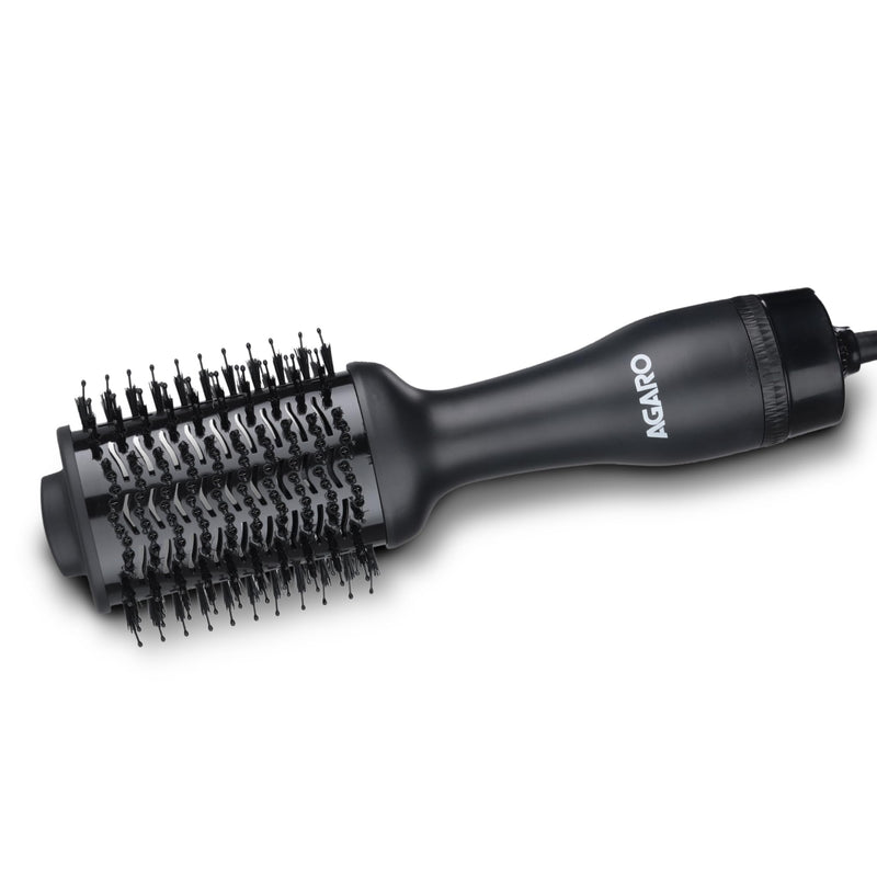 AGARO HV2179 Hot Air Brush for Hair, Blow Dryer Brush, Volumizer & Styler, 360° Airflow Vent, Oval Barrel for Hair Volume, Charcoal Bristles, Ceramic Coating Brushing Head, 1200W, Gold & Black