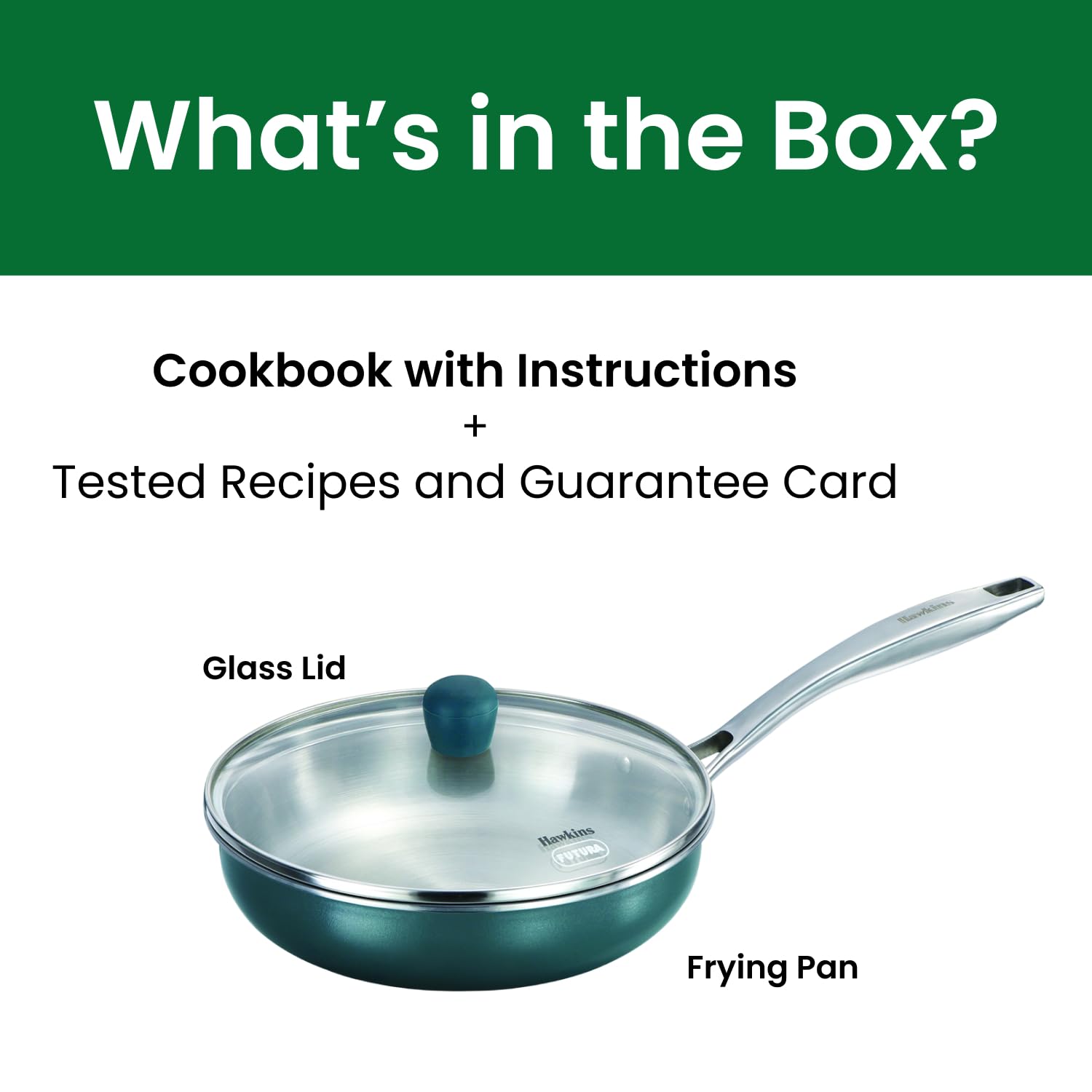 Hawkins Olive Pro 22 cm Frying Pan, Triply Stainless Steel Fry Pan with Stainless Steel Handle and Stainless Steel Lid, Green (POSF22G)