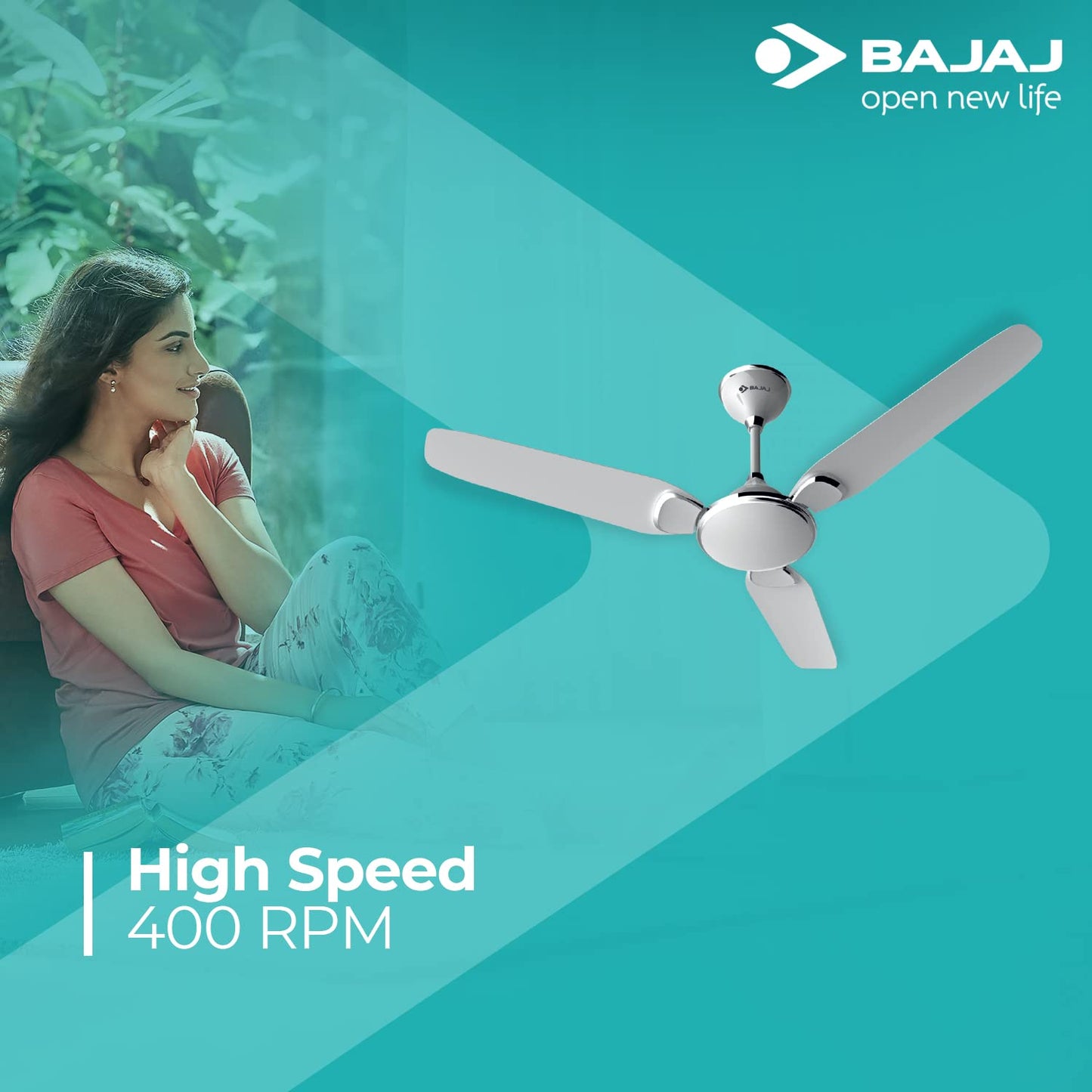 Bajaj Trendy Plus Ceiling Fan 1200 mm, Snowy White