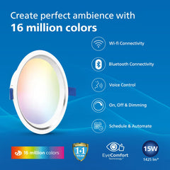 Philips 15W Smart Wi-Fi Aura Dimmable Downlight (White, B0G24T4VY5)