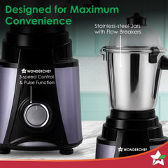 Wonderchef Galaxy Mixer Grinder 1000 W 100% Copper Motor, 4 Stainless Steel Jars, Black & Grey, 5 Years Warranty