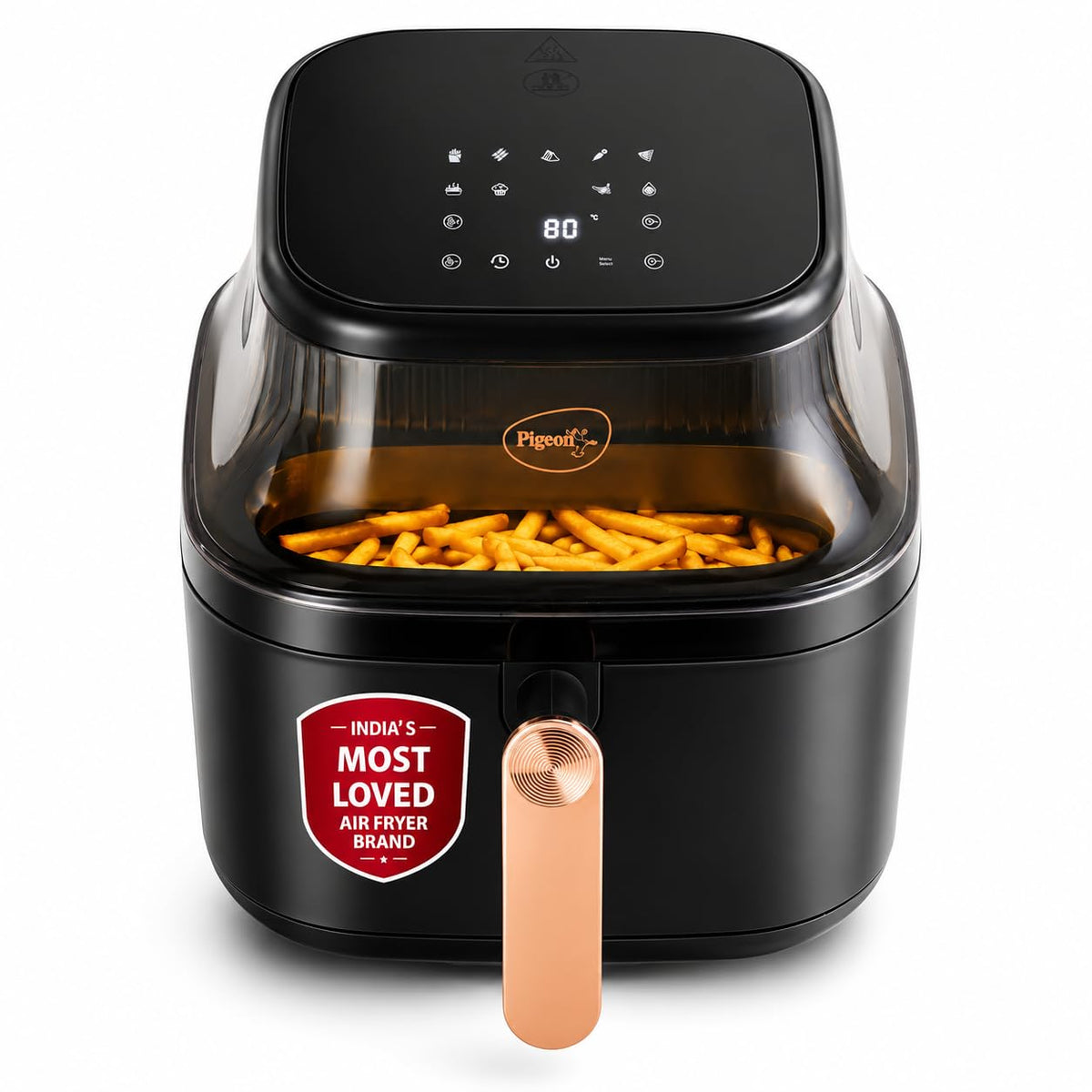 Pigeon by Stovekraft Healthifry 5.4L Digital Air Fryer | 1500W |See Through Glass Window|360° Rapid Air Circulation |80%