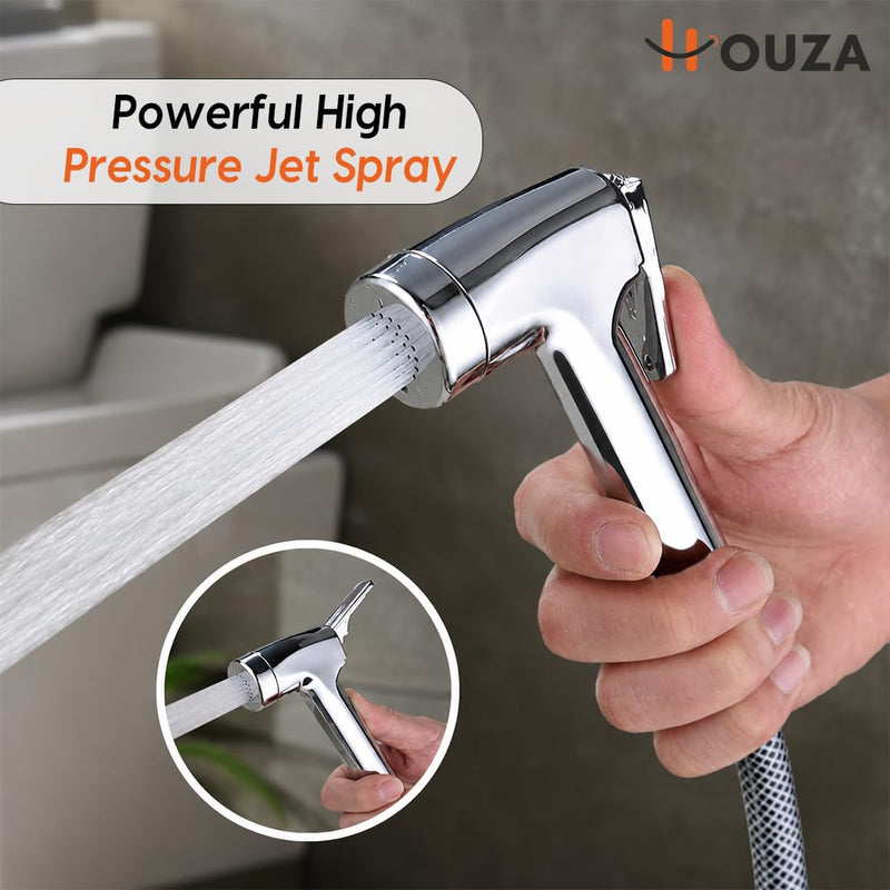 HOUZA Jaguar ABS Health Faucet Without Hose Pipe and Wall Hook | Jet Spray for Toilet | Jet Spray Gun | Health Faucet Gun Only (Chrome Finish)