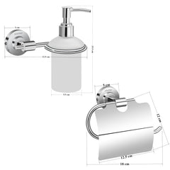 Plantex 304 Grade Stainless Steel Washroom Set of 2 - Toilet Paper Holder/Stand/Liquid Soap Dispenser - Daizy (Chrome)-2
