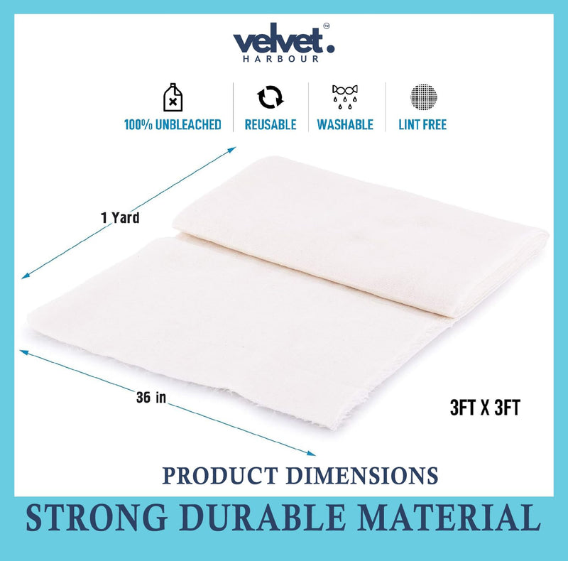 Muslin Cheese Cotton Cloth, 1x1.2 Meter, 1 Pack, Food Grade - Strainer for Cheese, Paneer, Roti Wrap, Momos, Sprouts, Juice & Idly Steaming, Crafting