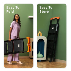 Bonkaso Alloy Steel Climb Master 7-Step Foldable Heavy Duty Ladder for Home, Indoor and Outdoor Purpose with Anti-Slip and Advanced Locking System - (Black&Orange)