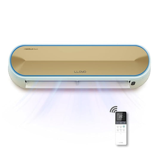 Lloyd Stellar 1.5 Ton 5 Star Wi-Fi Inverter Split AC (6 in 1 Expandable, Mood Lighting, In-Built Air Purifier, Direct Voice Command, Copper, White/Golden, GLS18V5FWGST)