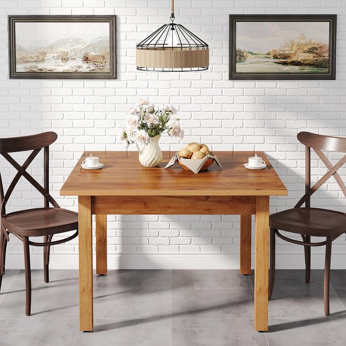 Square Dining Table with Solid Wood Legs 4 Seater for Hall-Way | Kitchen | Bedroom | Living Room 39.4" x 39.4"x