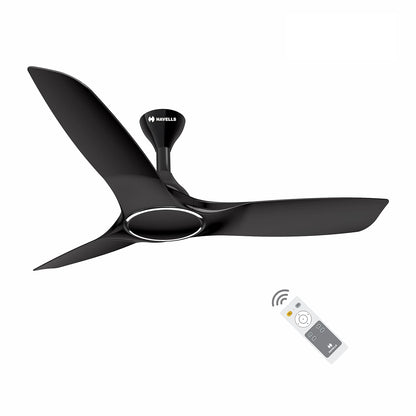 Havells Stealth Air BLDC 1200mm Ceiling Fan| Upto 55% Energy Saving| Silent & Premium| 5 stars Rating| 100% Copper Motor| RF Remote, Memory Backup, Timer| (Metallic Black, Pack Of 1)