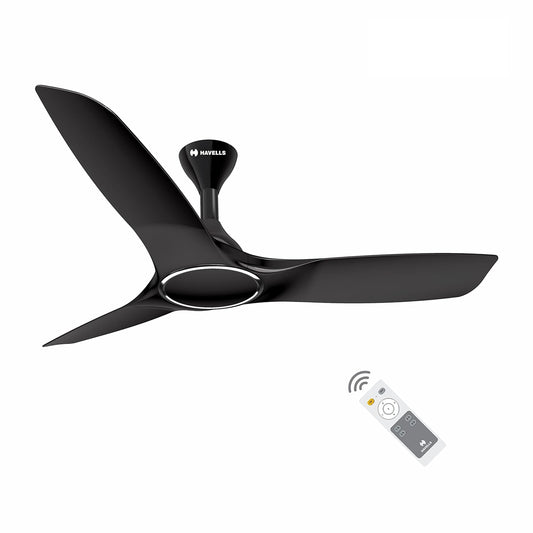 Havells Stealth Air BLDC 1200mm Ceiling Fan| Upto 55% Energy Saving| Silent & Premium| 5 stars Rating| 100% Copper Motor| RF Remote, Memory Backup, Timer| (Metallic Black, Pack Of 1)