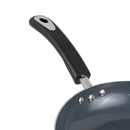 Vinod Zest Ceramica Frypan - 24 cm | Natural Stick Free Deep Pan | Stylish Handle | Toxin Free | Induction and Gas Base | Scratch Resistant | 2 Year Warranty - Black
