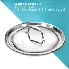 Hawkins Pro 18 cm Frying Pan, Triply Stainless Steel Fry Pan with Stainless Steel Handle and Stainless Steel Lid, Silver (PSF18S)
