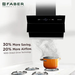 Faber 60 cm 1500 m³/hr Wall Mounted Kitchen Chimney (HOOD COMET BLDC FL HC BK 60, Filterless technology, Touch & Gesture