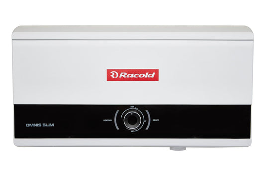 Racold Omnis Slim 15L Horizontal Energy Efficient Storage Water Heater (Geyser) With Free Standard Installation & Pipes |Italian Design| Shower Ready Indicator | Suitable For High Rise Buildings