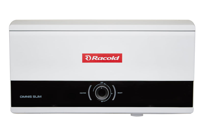 Racold Omnis Slim 15L Horizontal Energy Efficient Storage Water Heater (Geyser) With Free Standard Installation & Pipes |Italian Design| Shower Ready Indicator | Suitable For High Rise Buildings