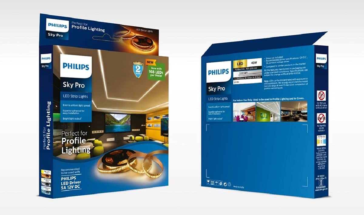 Philips Plastic Sky Pro 168 Led/Mtr Without Driver (Cdl) White Colour Profile Light Strip