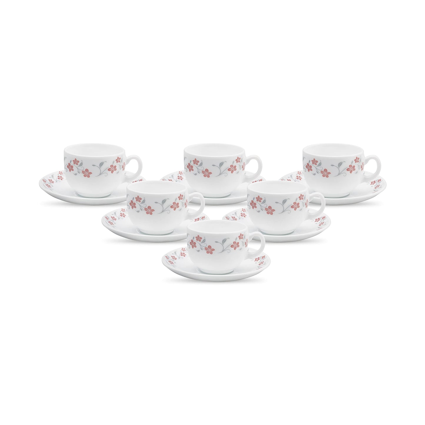 La Opala Diva, Opal Glass Crockery | Cup & Saucer Iris Regular, Set of 12 | Misty Drops, 160 ml | for Tea & Coffee | Microwave Safe | 100% Vegetarian | Extra Strong | Super Light | Super White