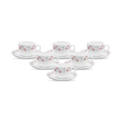 La Opala Diva, Opal Glass Crockery | Cup & Saucer Iris Regular, Set of 12 | Morning Glory, 160 ml | for Tea & Coffee | Microwave Safe | 100% Vegetarian | Extra Strong | Super Light | Super White