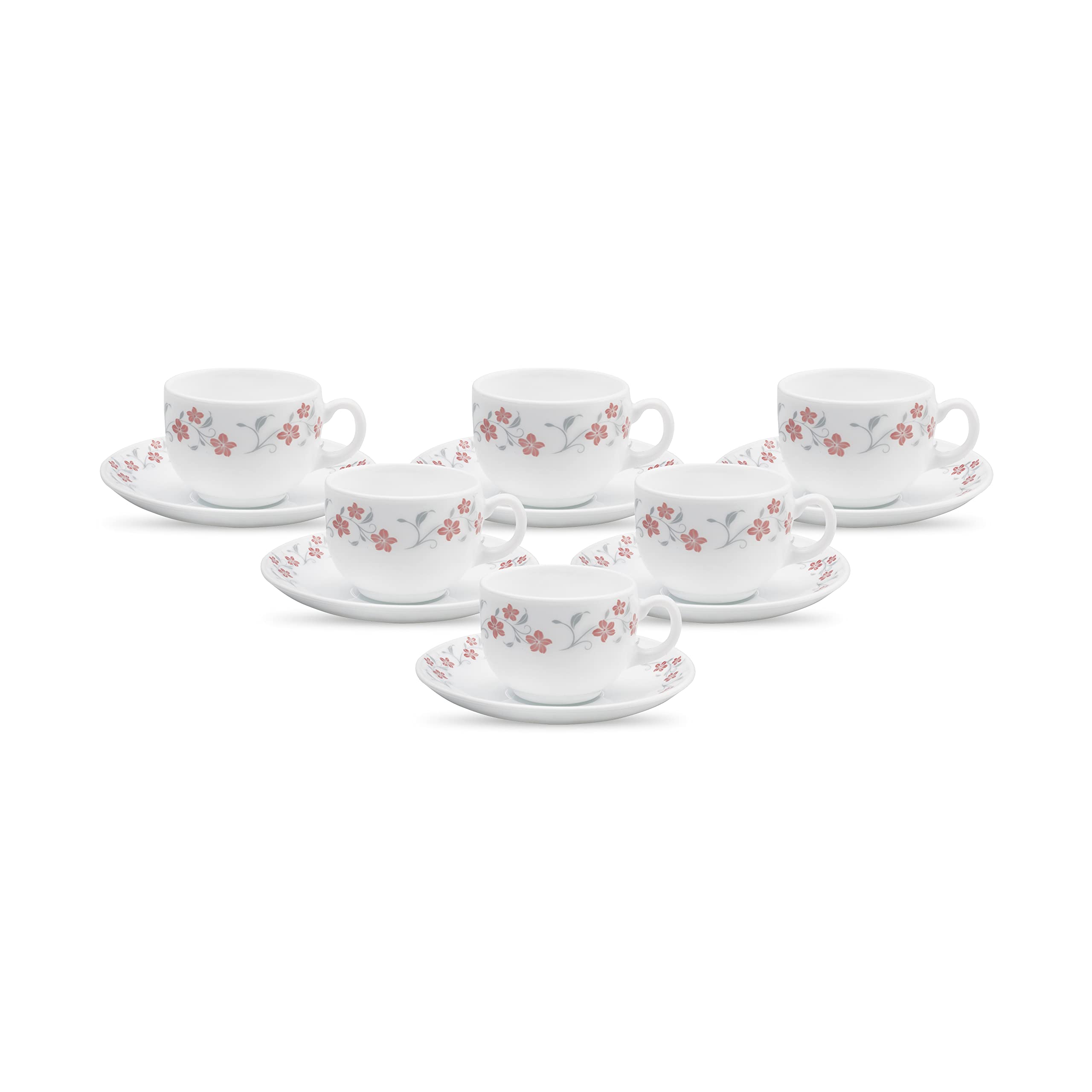 La Opala Diva, Opal Glass Crockery | Cup & Saucer Iris Regular, Set of 12 | Grace Blue, 160 ml | for Tea & Coffee | Microwave Safe | 100% Vegetarian | Extra Strong | Super Light | Super White