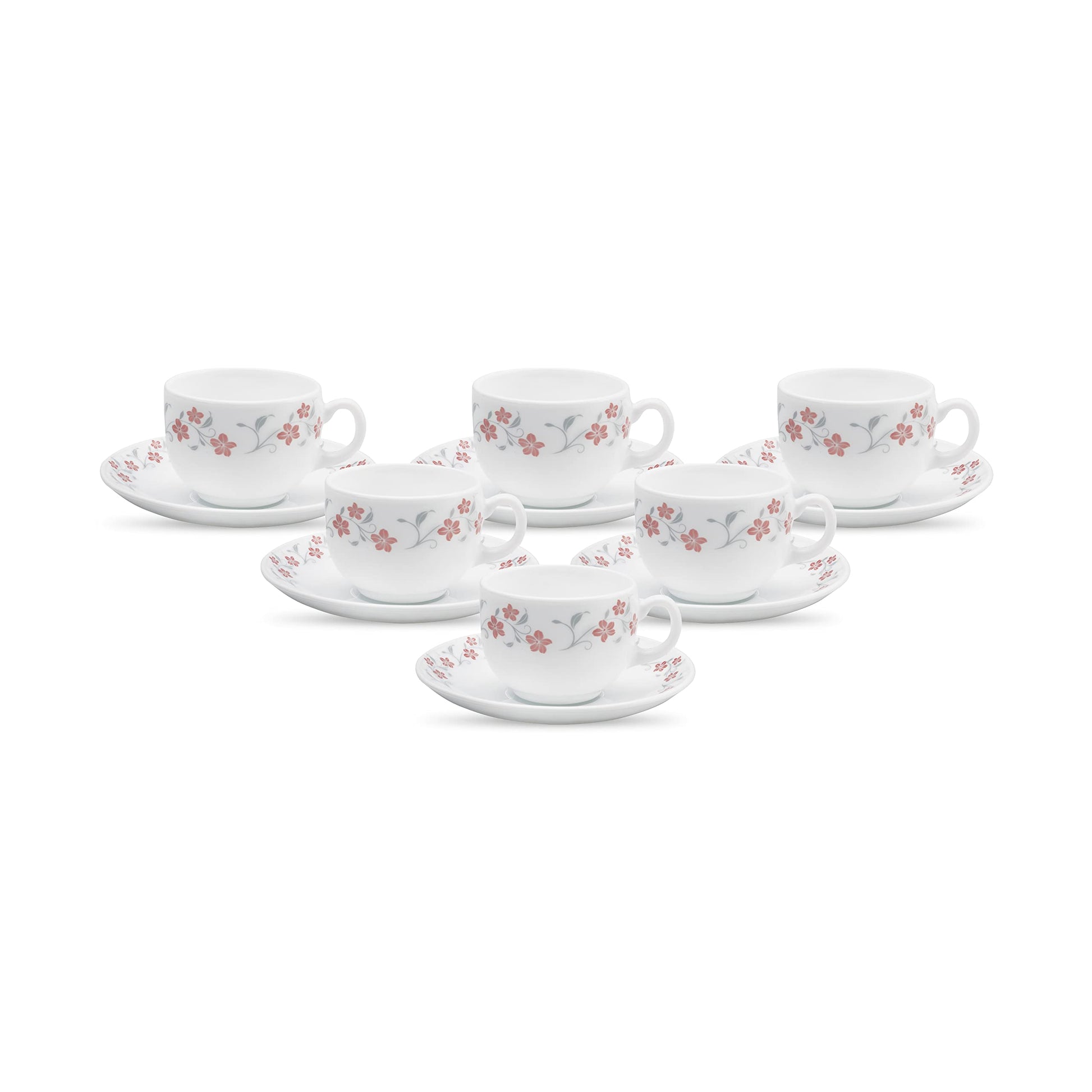 La Opala Diva, Opal Glass Crockery | Cup & Saucer Iris Regular, Set of 12 | Mystrio Black, 160 ml | for Tea & Coffee | Microwave Safe | 100% Vegetarian | Extra Strong | Super Light | Super White