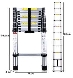 BonKaso VertiPro 2M(6.5Ft) Telescopic Ladder|Aluminum Ladder 7 Step|Multipurpose for Home & Outdoor use with Self Locking Mechanism|EN131 Certified Max Load Capacity of 150kg