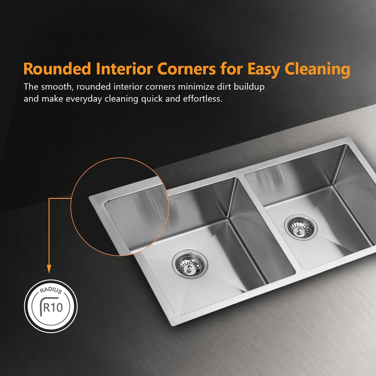 Kaff Marco Handmade Stainless Steel Kitchen Sink 34 x 18 Inch | 304 Grade SS | Satin Finish