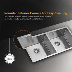 Kaff Marco Handmade Stainless Steel Kitchen Sink 34 x 18 Inch | 304 Grade SS | Satin Finish