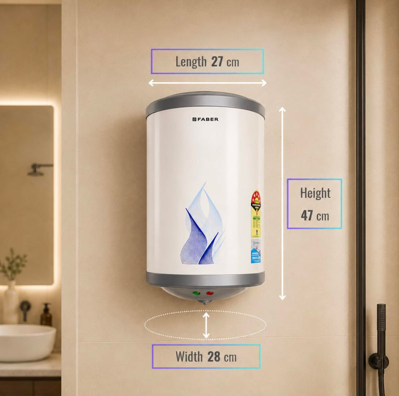 Faber 15Ltr Storage Water Heater (FWG Vulcan 15V), 5 Star, 7 yrs Warranty on Tank, Free Installation with Inlet & Outlet