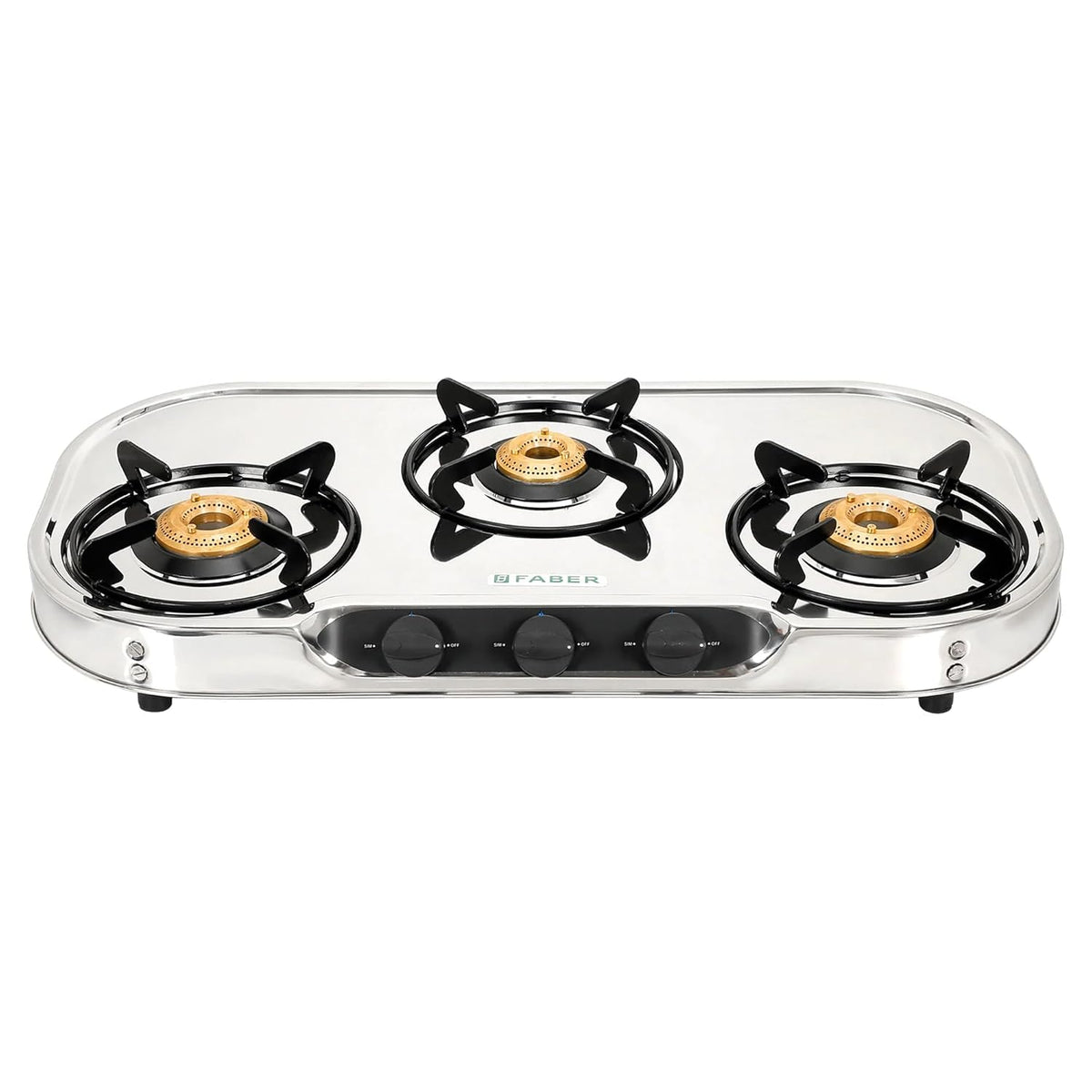 Faber high efficiency 3 Brass Burner gas stove|| Stainless Steel|| ISI Certified gas stove, Manual Ignition, (COOKTOP CR