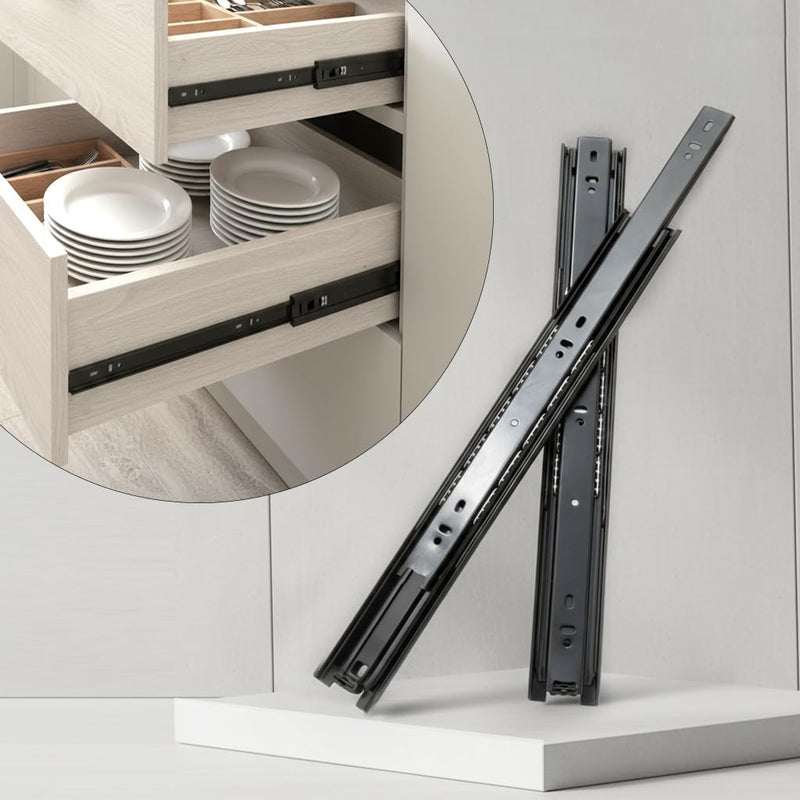 Plantex Drawer Channel/Regular Close Ball Bearing Slider Drawer Channel for Home, Kitchen & Wardrobe/Channel for Drawer (10-Inch,Black) Pair-1