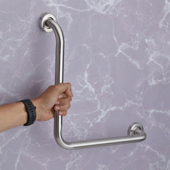 Plantex L-Shape Toilet Support for Elderly People/Wall-Mounted Safety Handle Made of Stainless Steel - Pack of 2 (Chrome)-1