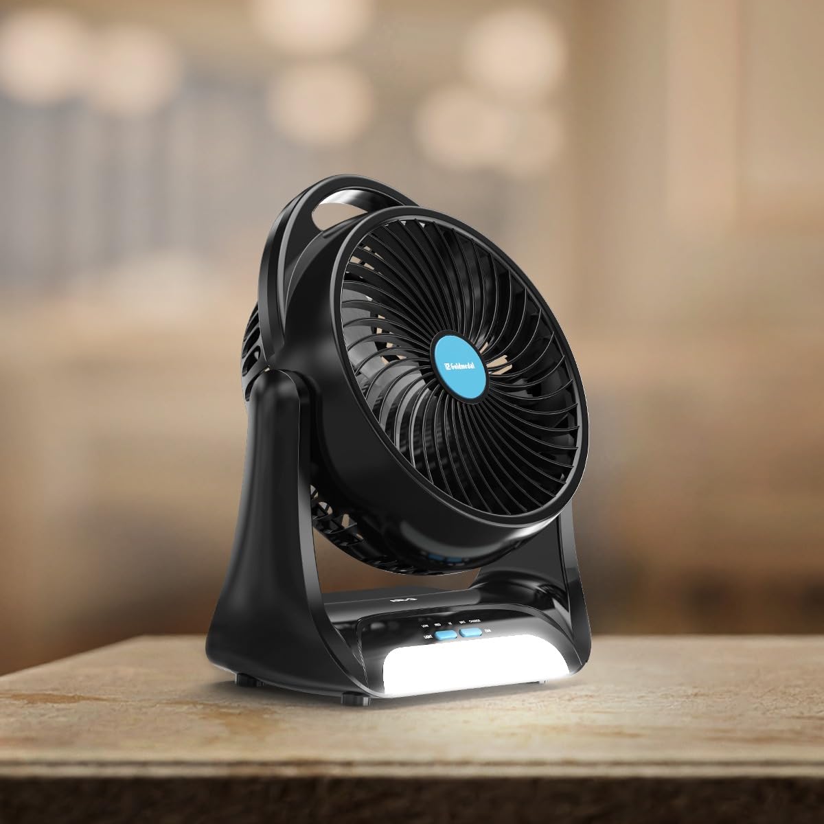 Goldmedal Air-Q 150 mm Portable Fan with LED Light (Black Blue)