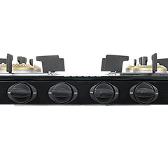 Faber Glass Top 4 Burner Gas Stove (Hob Cooktop Pearl 4BB BK) with Jumbo Burner, Diamond Coated Pan Support, Manual Igni