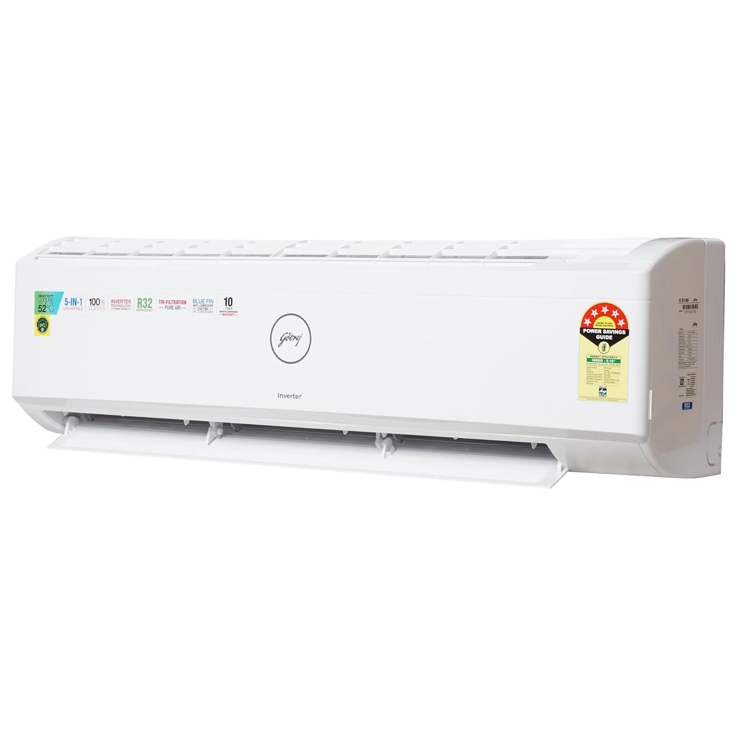 Godrej1.5 Ton 5 Star Inverter Split AC Copper, Anti-Dust Filter, SIC 18ITC5-WWR, White