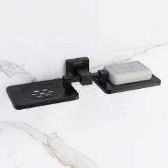 Plantex 304 Grade Stainless Steel Double Soap Holder Stand for Bathroom and Wash Basin/Bathroom Accessories - Splash (Black)-1