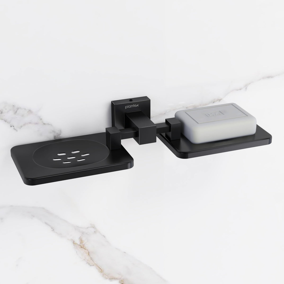 Plantex 304 Grade Stainless Steel Double Soap Holder Stand for Bathroom and Wash Basin/Bathroom Accessories - Splash (Black)