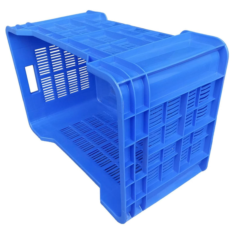 PETALS Plastic Rectangular Crate Set Of 3 | Portable Heavy Duty Vegetable/Fruits & Multipurpose Container Storage | Open Self Basket for Large storage Bin | 3 Pcs, Combo, 20 Kg Capacity Each, Blue