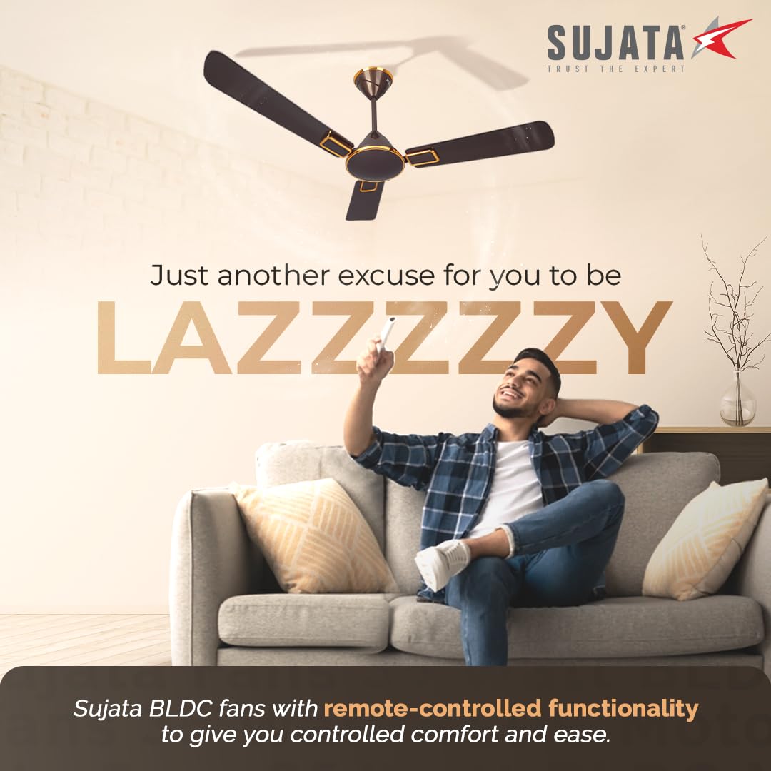 Sujata Impresso BLDC 1200 mm Ceiling Fan with Remote | BEE Star Rated, H-Class Insulation, 3 Years Warranty-4